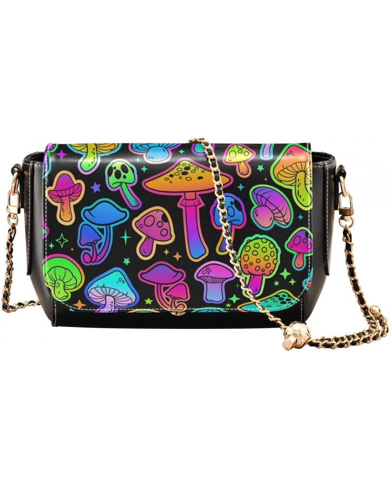 Cartoon Mushroom Luminous Crossbody Shoulder Bag for Women, PU Leather Flap Satchel Purse, Shoulder Handbags with Adjustable ...