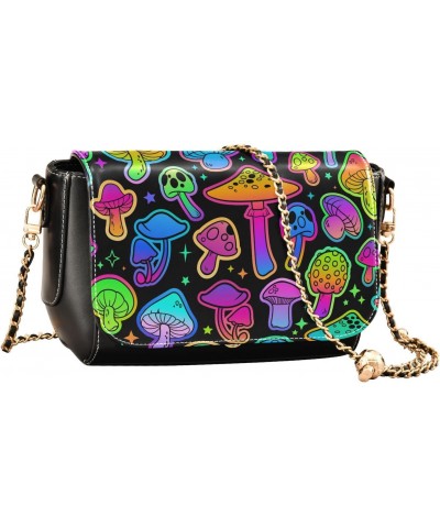 Cartoon Mushroom Luminous Crossbody Shoulder Bag for Women, PU Leather Flap Satchel Purse, Shoulder Handbags with Adjustable ...