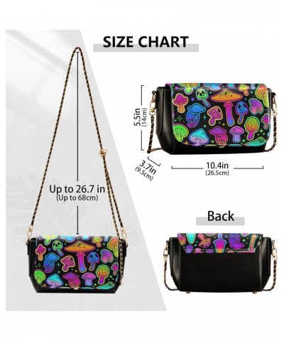 Cartoon Mushroom Luminous Crossbody Shoulder Bag for Women, PU Leather Flap Satchel Purse, Shoulder Handbags with Adjustable ...