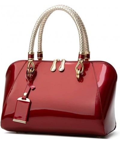 Elegant Designer Crossbody Shoulder Bags Tote Women Upscale Patent Leather Top Handle Handbag Lady Purse Wine Red $19.13 Totes