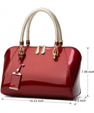 Elegant Designer Crossbody Shoulder Bags Tote Women Upscale Patent Leather Top Handle Handbag Lady Purse Wine Red $19.13 Totes