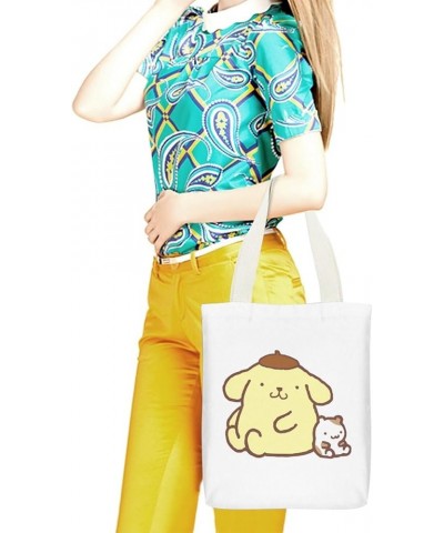 Print Casual Po M Pom Pur in Canvas Tote Handbag Women Reusable Grocery Bags Style $10.41 Shoulder Bags