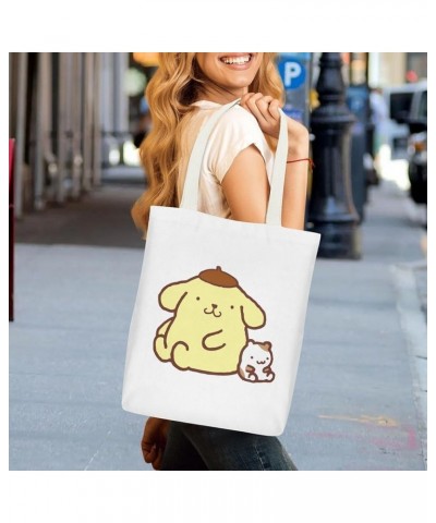 Print Casual Po M Pom Pur in Canvas Tote Handbag Women Reusable Grocery Bags Style $10.41 Shoulder Bags