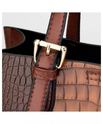 Women Fashion Handbags Sets Faux Leather Crocodile Pattern Purse Tote Bags Satchel Bag Wallet Clutch 3-Pcs Set Brown $25.74 T...