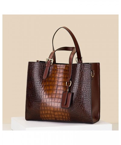 Women Fashion Handbags Sets Faux Leather Crocodile Pattern Purse Tote Bags Satchel Bag Wallet Clutch 3-Pcs Set Brown $25.74 T...