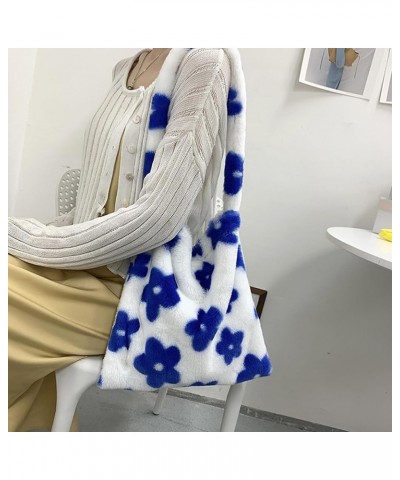 Fluffy Tote Bag for Women Girl Y2K Furry Flower Heart Plush Underarm Bag Autumn Winter Cute Fuzzy Shoulder Bag B-blue $10.19 ...