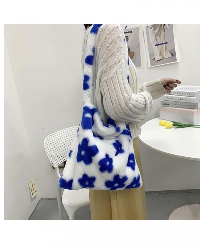 Fluffy Tote Bag for Women Girl Y2K Furry Flower Heart Plush Underarm Bag Autumn Winter Cute Fuzzy Shoulder Bag B-blue $10.19 ...