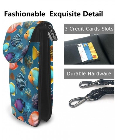 Submarine Reef Fish Crossbody, Zippered Cell Phone Wallet With Card Slot, Removable Shoulder Strap, 7.6 X 4.9 Inches $13.78 C...