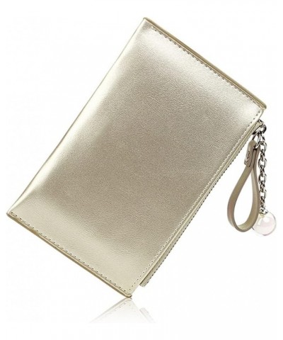 Mini Women Bank Card Holders Pearlescent Surface Ultra Thin Female Zipper Wallet Cute Coin Purse Money Bag (Color : Gold) Gol...