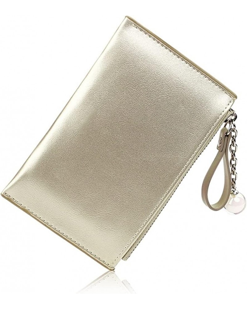 Mini Women Bank Card Holders Pearlescent Surface Ultra Thin Female Zipper Wallet Cute Coin Purse Money Bag (Color : Gold) Gol...