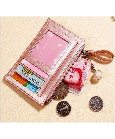 Mini Women Bank Card Holders Pearlescent Surface Ultra Thin Female Zipper Wallet Cute Coin Purse Money Bag (Color : Gold) Gol...