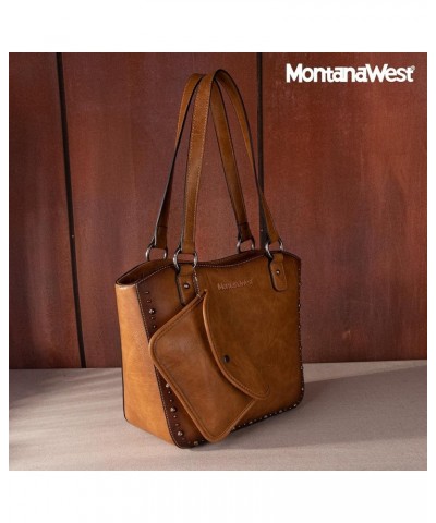 Women's Western Handbag Tooling Tote Bag Conceal Carry Purse with Detachable Holster X-light Brown $30.14 Totes