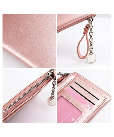 Mini Women Bank Card Holders Pearlescent Surface Ultra Thin Female Zipper Wallet Cute Coin Purse Money Bag (Color : Gold) Gol...