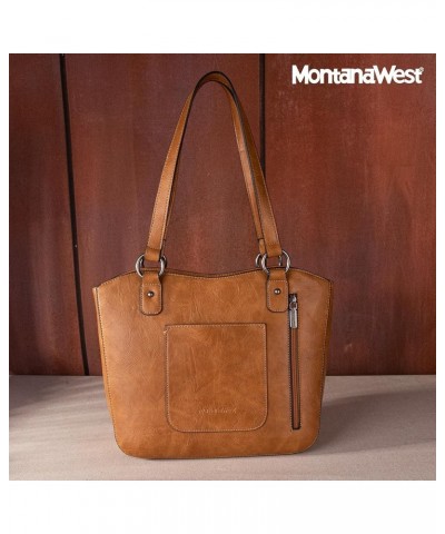 Women's Western Handbag Tooling Tote Bag Conceal Carry Purse with Detachable Holster X-light Brown $30.14 Totes