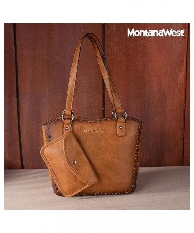 Women's Western Handbag Tooling Tote Bag Conceal Carry Purse with Detachable Holster X-light Brown $30.14 Totes