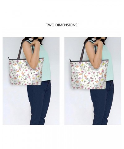 Womens Tote Bag, Meadow Flowers and Flying Butterflies Ladies Zip Shoulder Handbags $10.80 Shoulder Bags