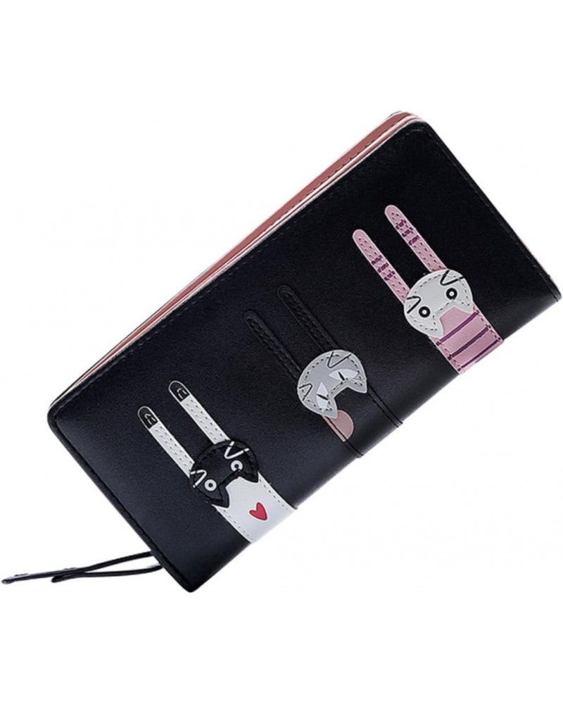 2pcs Long Women's Wallet Zipper Pouch for Money Zipper Wallet Zip Wallet Womens Purse Pu Leather Wallets for Women Cat Holder...