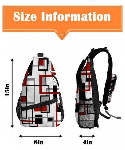 Sling Bag Crossbody Sling Backpack Retro Middle Ages Abstract Red Black Square Waterproof Chest Bag Daypack Shoulder Bag for ...