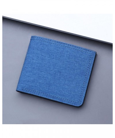 Fashion ID Short Wallet Solid Color Neutral Men Canvas Open Purse Wallet Leather Wallet Men Small (Blue, One Size) Blue One S...