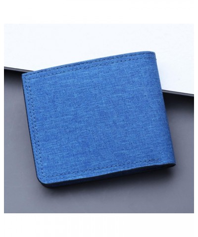 Fashion ID Short Wallet Solid Color Neutral Men Canvas Open Purse Wallet Leather Wallet Men Small (Blue, One Size) Blue One S...