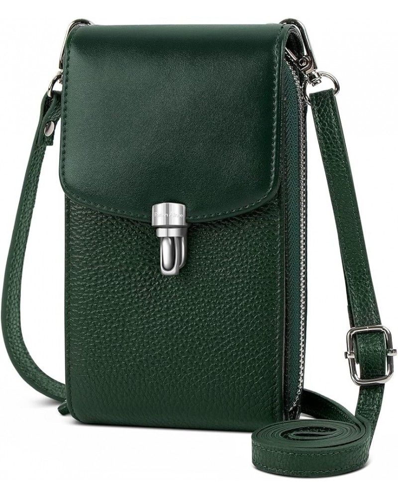 Small Genuine Leather Crossbody Bag for Women Rfid Blocking Cell Phone Wallet Purse Handbag with Card Slots A-green $17.55 Cr...