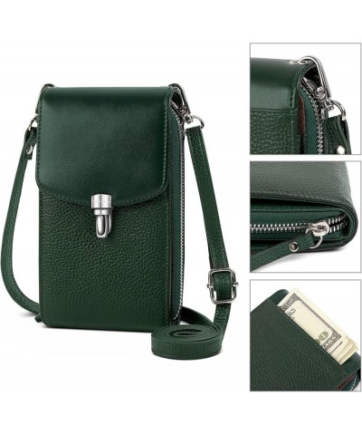 Small Genuine Leather Crossbody Bag for Women Rfid Blocking Cell Phone Wallet Purse Handbag with Card Slots A-green $17.55 Cr...