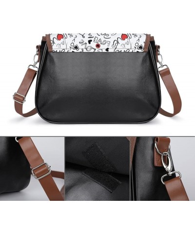 Printed Crossbody Bags Women City Leather Shoulder Bag Satchel Hobo Bags Trendy Beliele Black Color4 $25.91 Hobo Bags