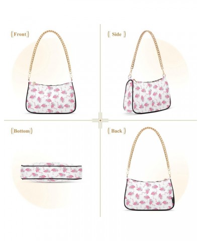 Cute Flamingos Crossbody Bag for Women Trendy Roomy Purses Shoulder Bag with Chain Strap Multi Pocket Tote Handbag for Shoppi...