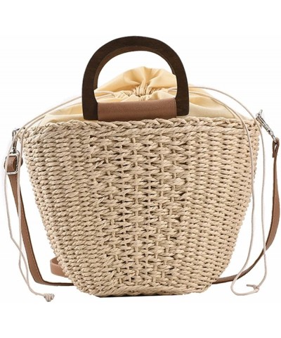 Summer Women Straw Woven Beach Basket Bag Handmade Crossbody Bag Ladies Raffia Rattan Small Handbag Casual Totes Beige $24.64...