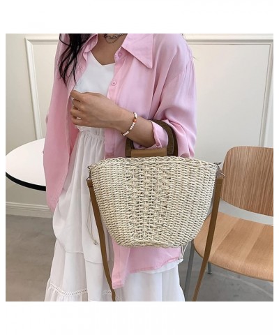 Summer Women Straw Woven Beach Basket Bag Handmade Crossbody Bag Ladies Raffia Rattan Small Handbag Casual Totes Beige $24.64...