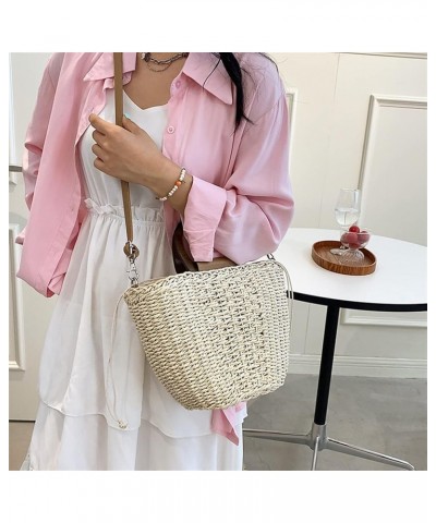 Summer Women Straw Woven Beach Basket Bag Handmade Crossbody Bag Ladies Raffia Rattan Small Handbag Casual Totes Beige $24.64...