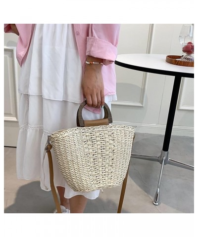 Summer Women Straw Woven Beach Basket Bag Handmade Crossbody Bag Ladies Raffia Rattan Small Handbag Casual Totes Beige $24.64...