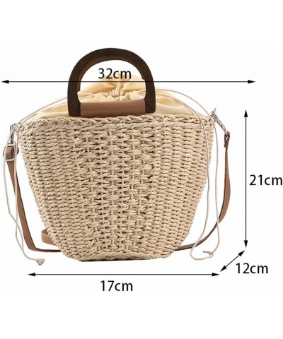 Summer Women Straw Woven Beach Basket Bag Handmade Crossbody Bag Ladies Raffia Rattan Small Handbag Casual Totes Beige $24.64...