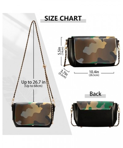 Crossbody Handbag Brown Green Camo PU Leather Shoulder Bag Sturdy Travel Pouch Compact Chic Bag for Women Everyday Use Holida...