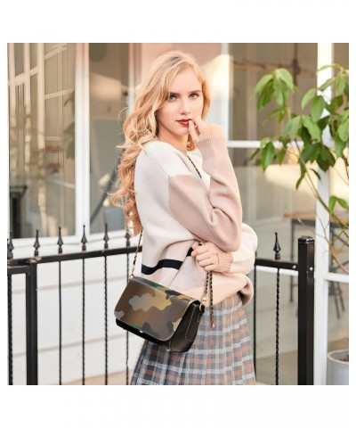 Crossbody Handbag Brown Green Camo PU Leather Shoulder Bag Sturdy Travel Pouch Compact Chic Bag for Women Everyday Use Holida...