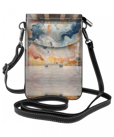 women leather Cell Phone Purse marble mural picture Multifunction,Soft, durable,Convenient for daily use and travel $18.18 Cr...