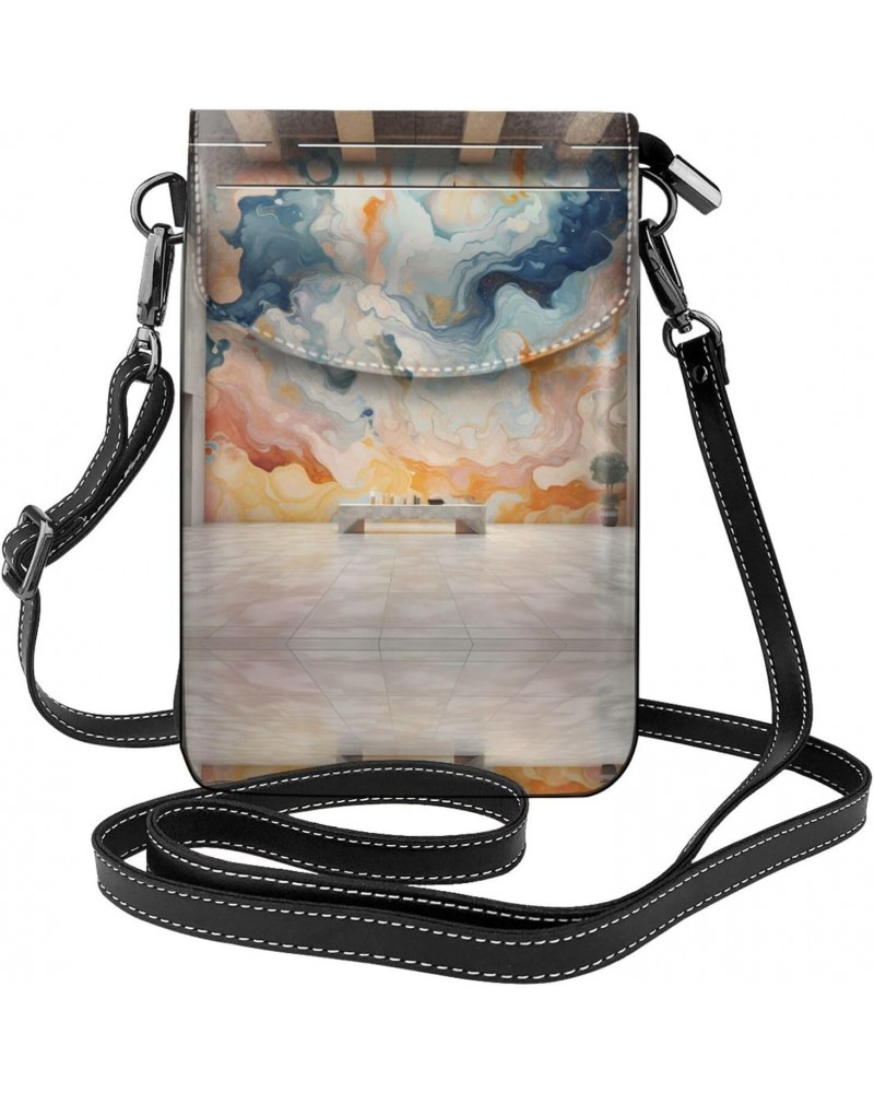 women leather Cell Phone Purse marble mural picture Multifunction,Soft, durable,Convenient for daily use and travel $18.18 Cr...