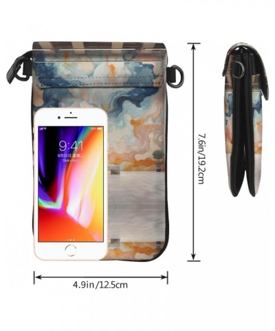 women leather Cell Phone Purse marble mural picture Multifunction,Soft, durable,Convenient for daily use and travel $18.18 Cr...