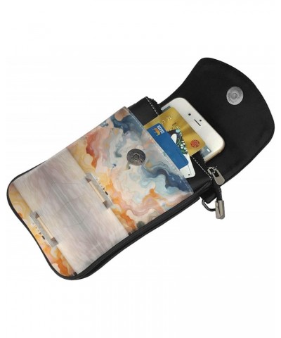 women leather Cell Phone Purse marble mural picture Multifunction,Soft, durable,Convenient for daily use and travel $18.18 Cr...