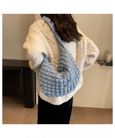 Women Quilted Shoulder Bag Large Capacity Cloud Pleatd Bag Versatile Crossbody Sling Bag Soft Satchel Bag Fall Win Blue $8.00...