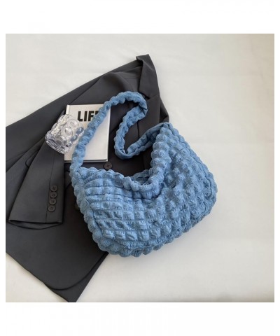 Women Quilted Shoulder Bag Large Capacity Cloud Pleatd Bag Versatile Crossbody Sling Bag Soft Satchel Bag Fall Win Blue $8.00...