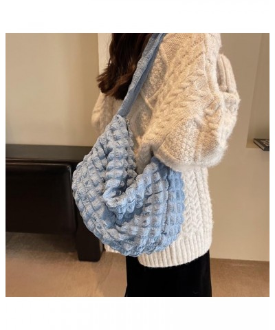 Women Quilted Shoulder Bag Large Capacity Cloud Pleatd Bag Versatile Crossbody Sling Bag Soft Satchel Bag Fall Win Blue $8.00...