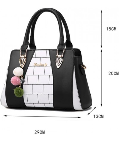 Women Top Handle Shoulder Handbag Color-blocking print Crossbody Bags Wine $18.44 Shoulder Bags