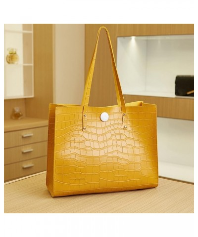 Fashion Women Artificial Leather Solid Color Stone Pattern Phone Bag Shoulder Bag Hand Bag Tote Bag Canvas Yellow $7.32 Totes