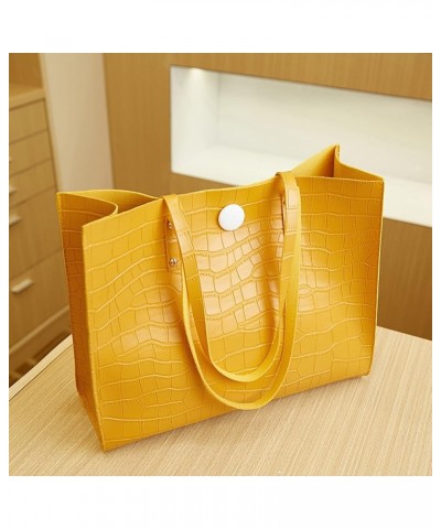 Fashion Women Artificial Leather Solid Color Stone Pattern Phone Bag Shoulder Bag Hand Bag Tote Bag Canvas Yellow $7.32 Totes