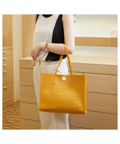 Fashion Women Artificial Leather Solid Color Stone Pattern Phone Bag Shoulder Bag Hand Bag Tote Bag Canvas Yellow $7.32 Totes