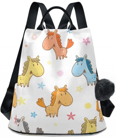 Backpack Purse for Women Fashion Travel Anti-theft Cartoon Horse Daypack Casual Shoulder Bag Medium Size $20.09 Backpacks