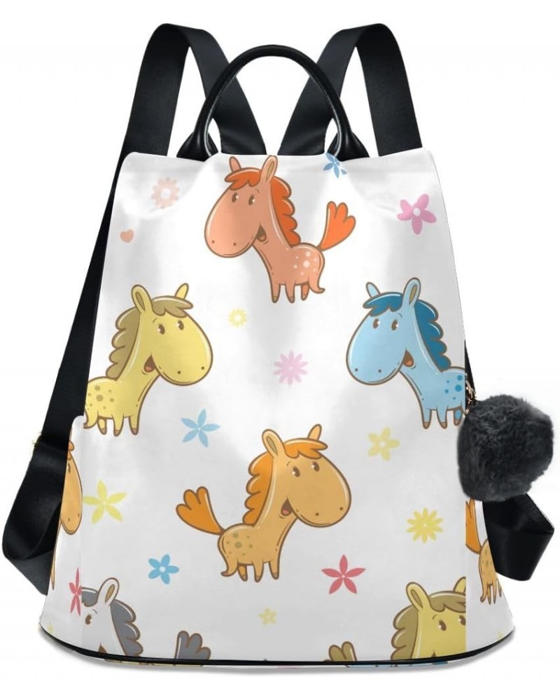 Backpack Purse for Women Fashion Travel Anti-theft Cartoon Horse Daypack Casual Shoulder Bag Medium Size $20.09 Backpacks