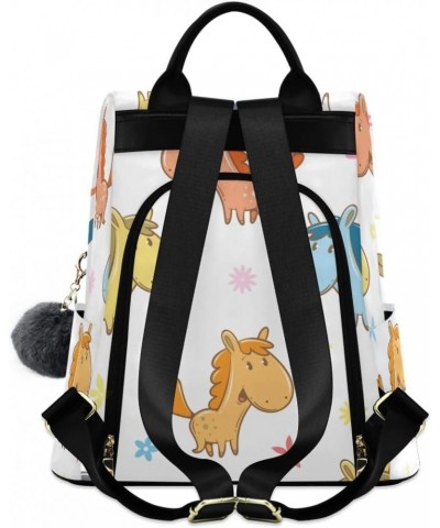 Backpack Purse for Women Fashion Travel Anti-theft Cartoon Horse Daypack Casual Shoulder Bag Medium Size $20.09 Backpacks