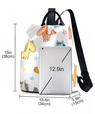 Backpack Purse for Women Fashion Travel Anti-theft Cartoon Horse Daypack Casual Shoulder Bag Medium Size $20.09 Backpacks